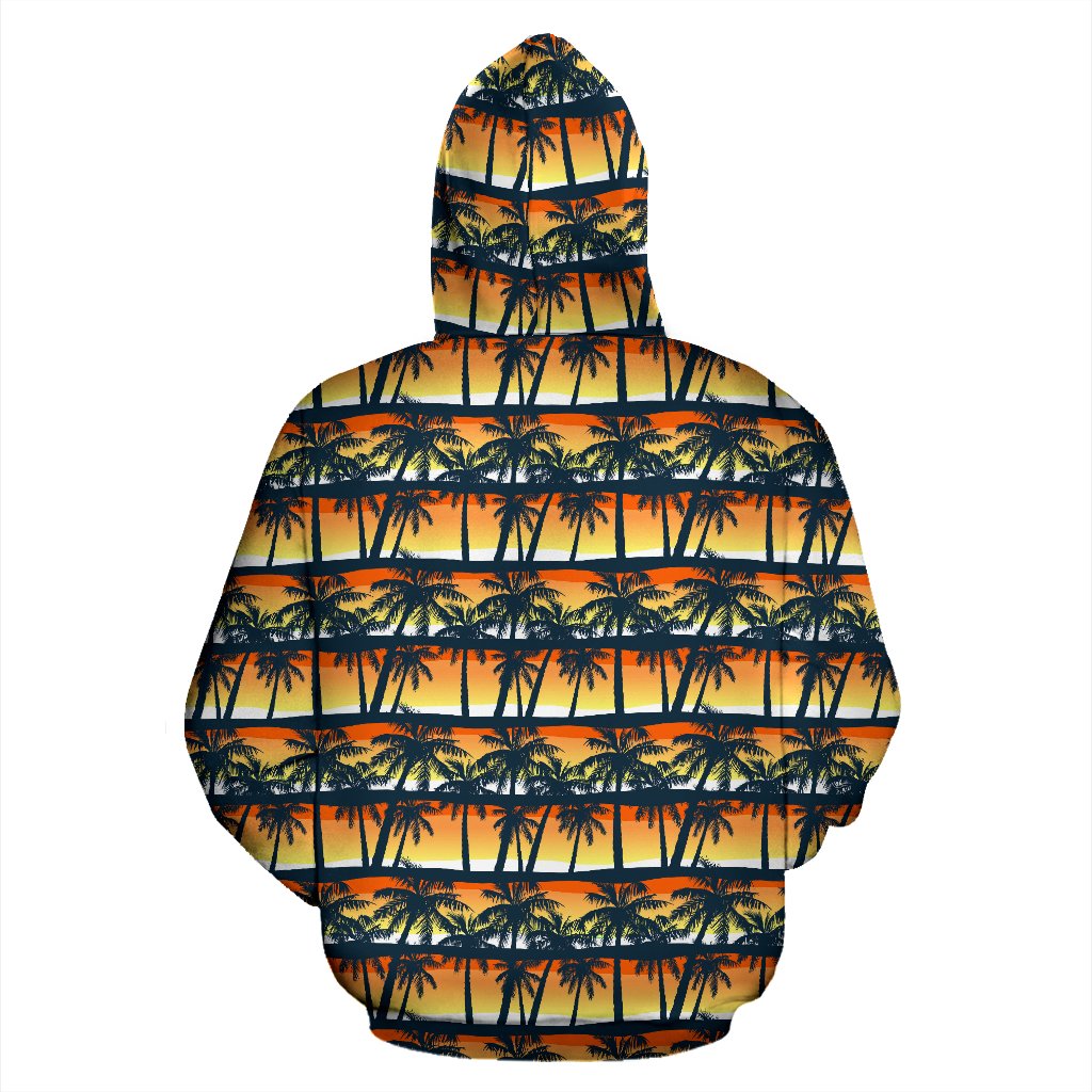 Palm Tree Sunset Design Print Zip Up Hoodie