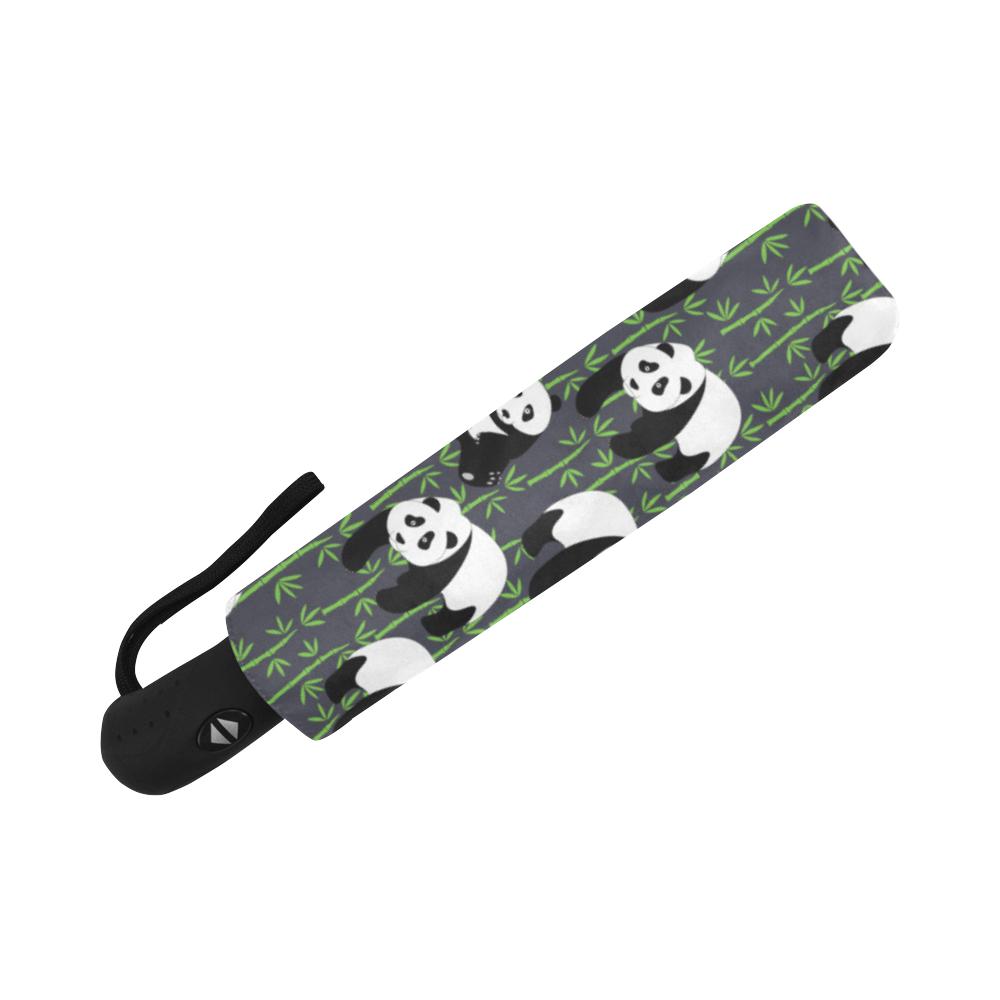 Panda Bear Bamboo Themed Print Automatic Foldable Umbrella
