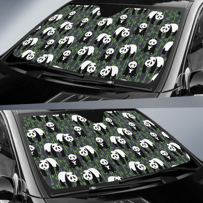Panda Bear Bamboo Themed Print Car Sun Shade For Windshield