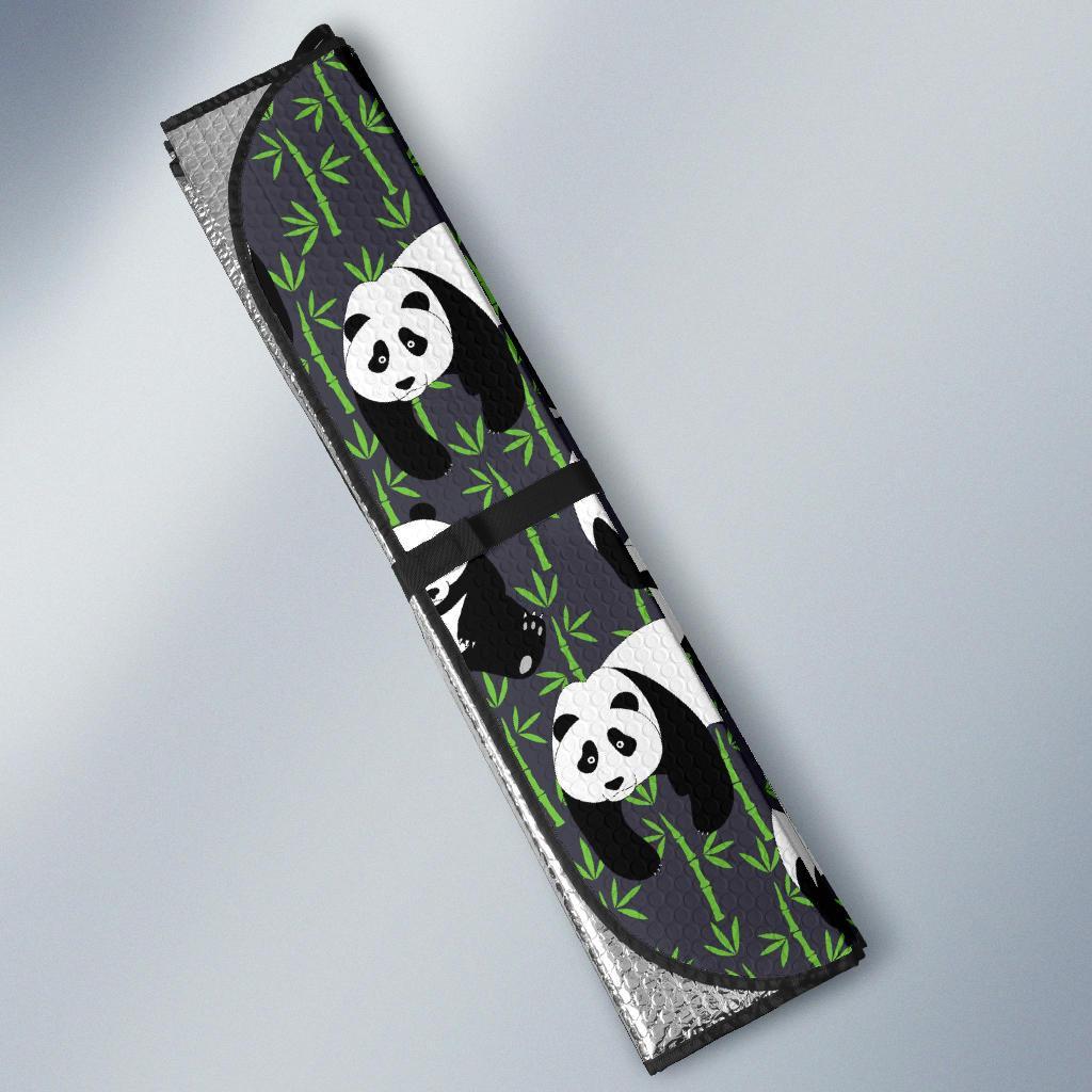 Panda Bear Bamboo Themed Print Car Sun Shade For Windshield