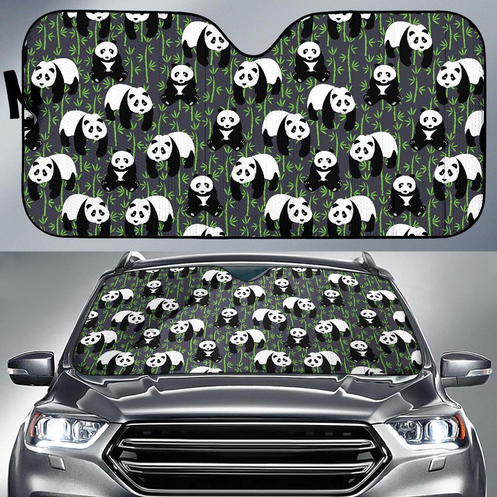 Panda Bear Bamboo Themed Print Car Sun Shade For Windshield