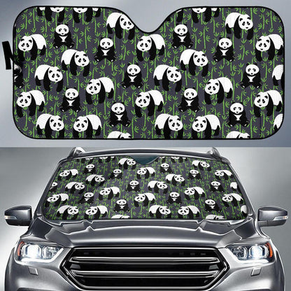 Panda Bear Bamboo Themed Print Car Sun Shade For Windshield