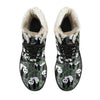 Panda Bear Bamboo Themed Print Faux Fur Leather Boots-JTAMIGO.COM