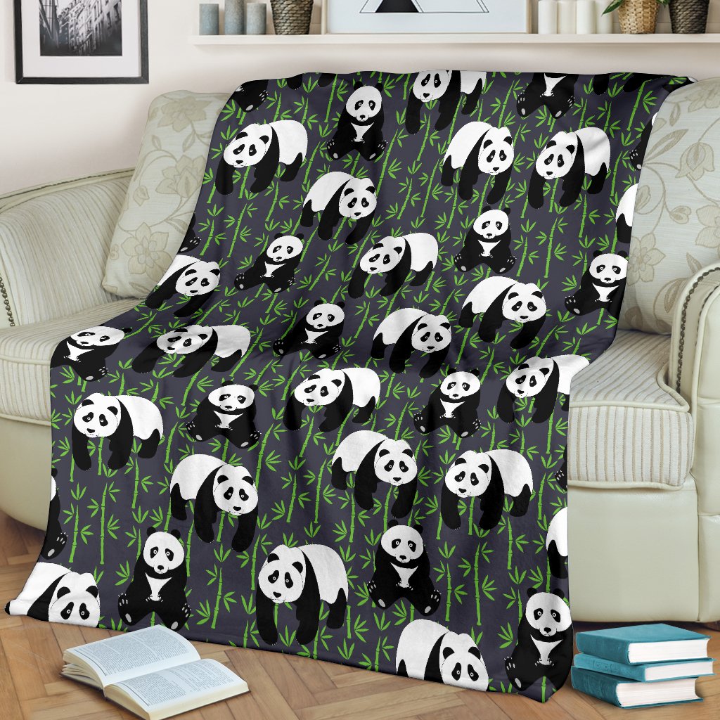 Panda Bear Bamboo Themed Print Fleece Blanket
