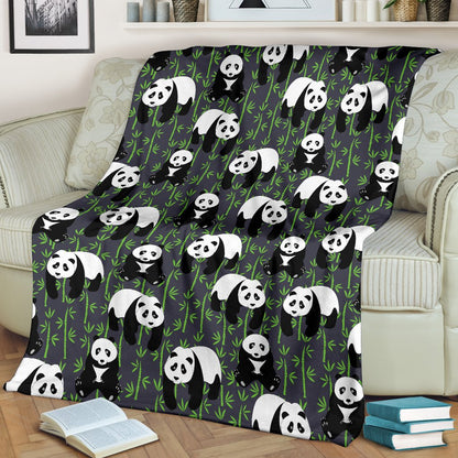 Panda Bear Bamboo Themed Print Fleece Blanket