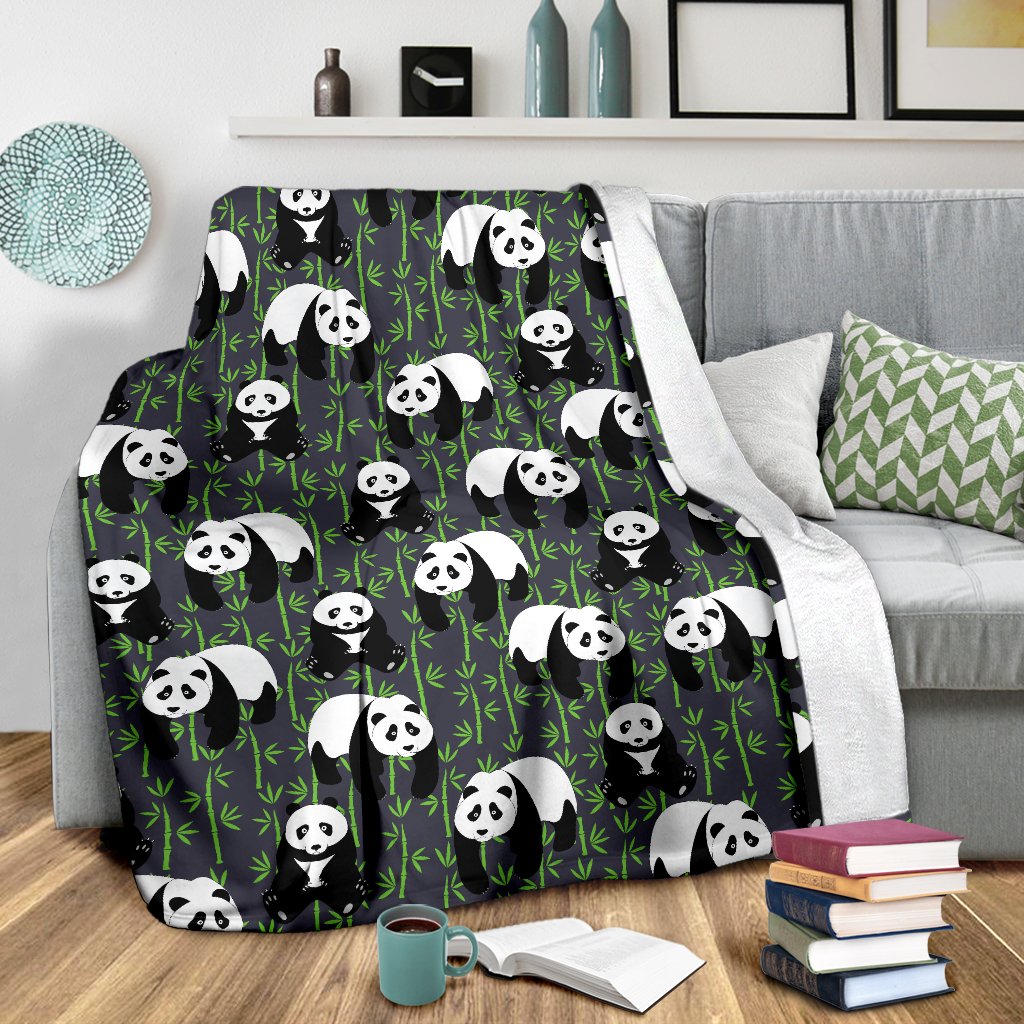 Panda Bear Bamboo Themed Print Fleece Blanket
