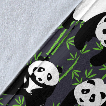 Panda Bear Bamboo Themed Print Fleece Blanket