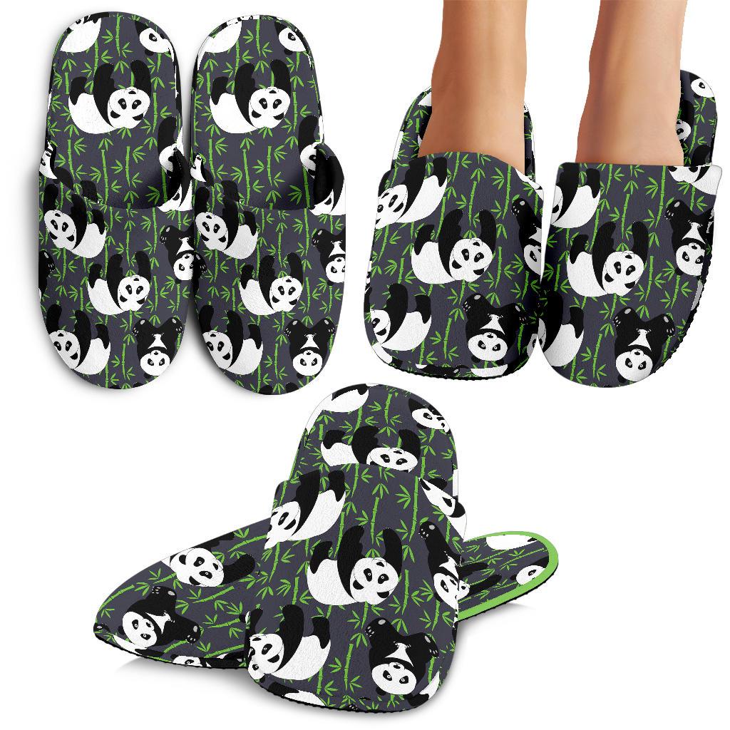 Panda Bear Bamboo Themed Print House Slippers