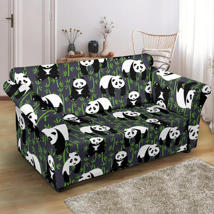 Panda Bear Bamboo Themed Print Loveseat Slipcover-JTAMIGO.COM