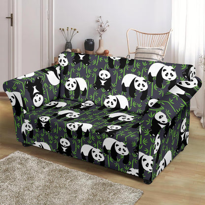 Panda Bear Bamboo Themed Print Loveseat Slipcover-JTAMIGO.COM