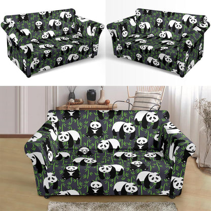 Panda Bear Bamboo Themed Print Loveseat Slipcover-JTAMIGO.COM