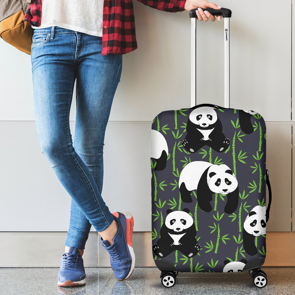 Panda Bear Bamboo Themed Print Luggage Cover Protector