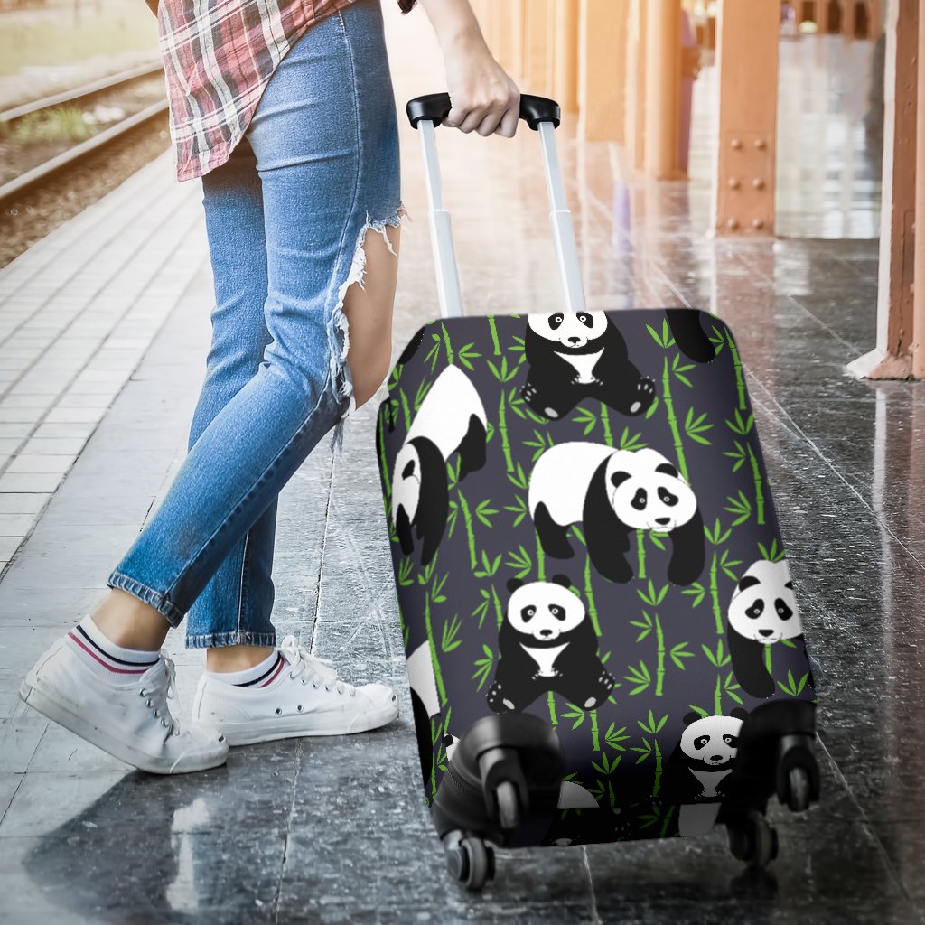 Panda Bear Bamboo Themed Print Luggage Cover Protector