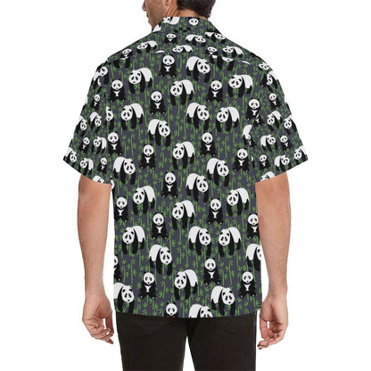 Panda Bear Bamboo Themed Print Men Aloha Hawaiian Shirt