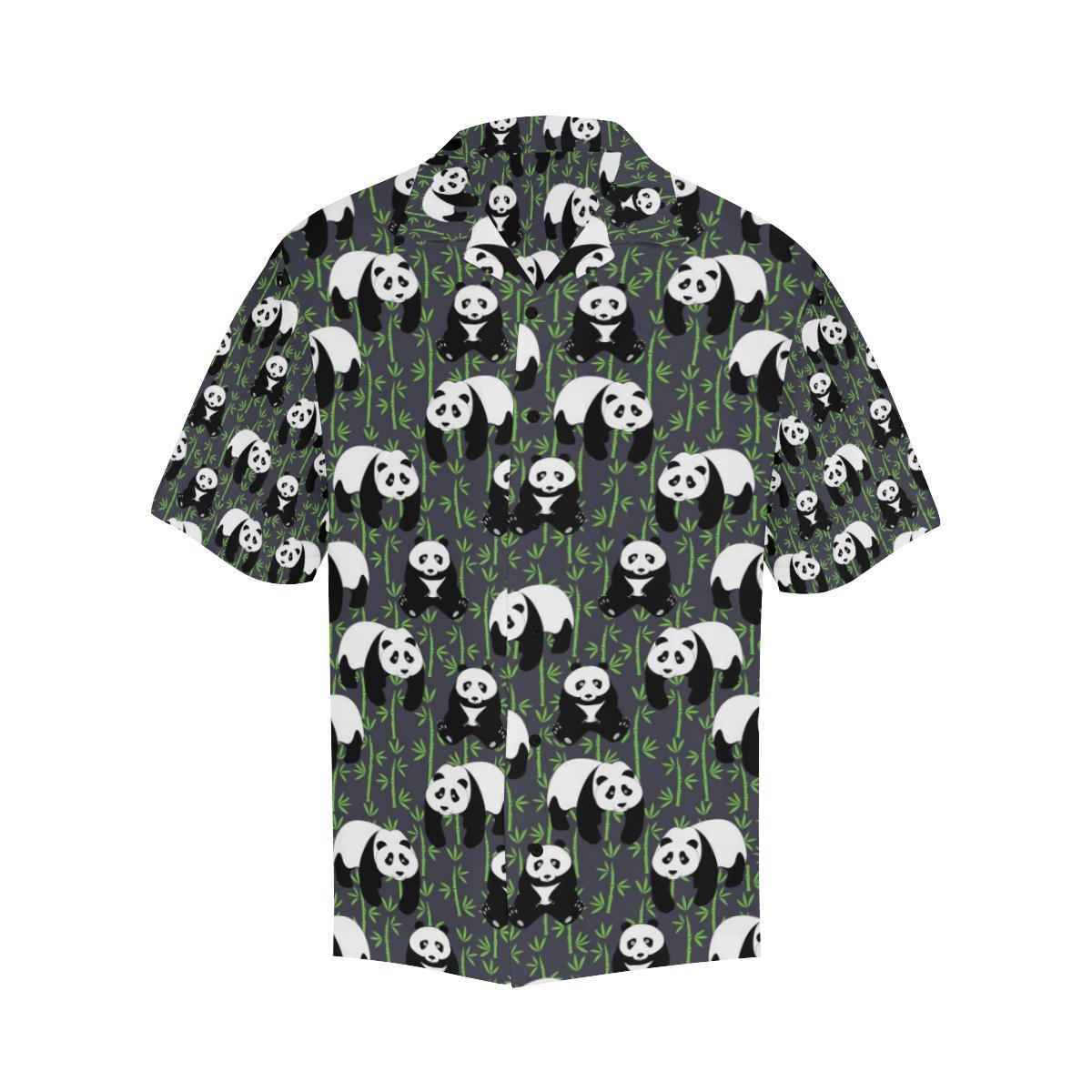 Panda Bear Bamboo Themed Print Men Aloha Hawaiian Shirt