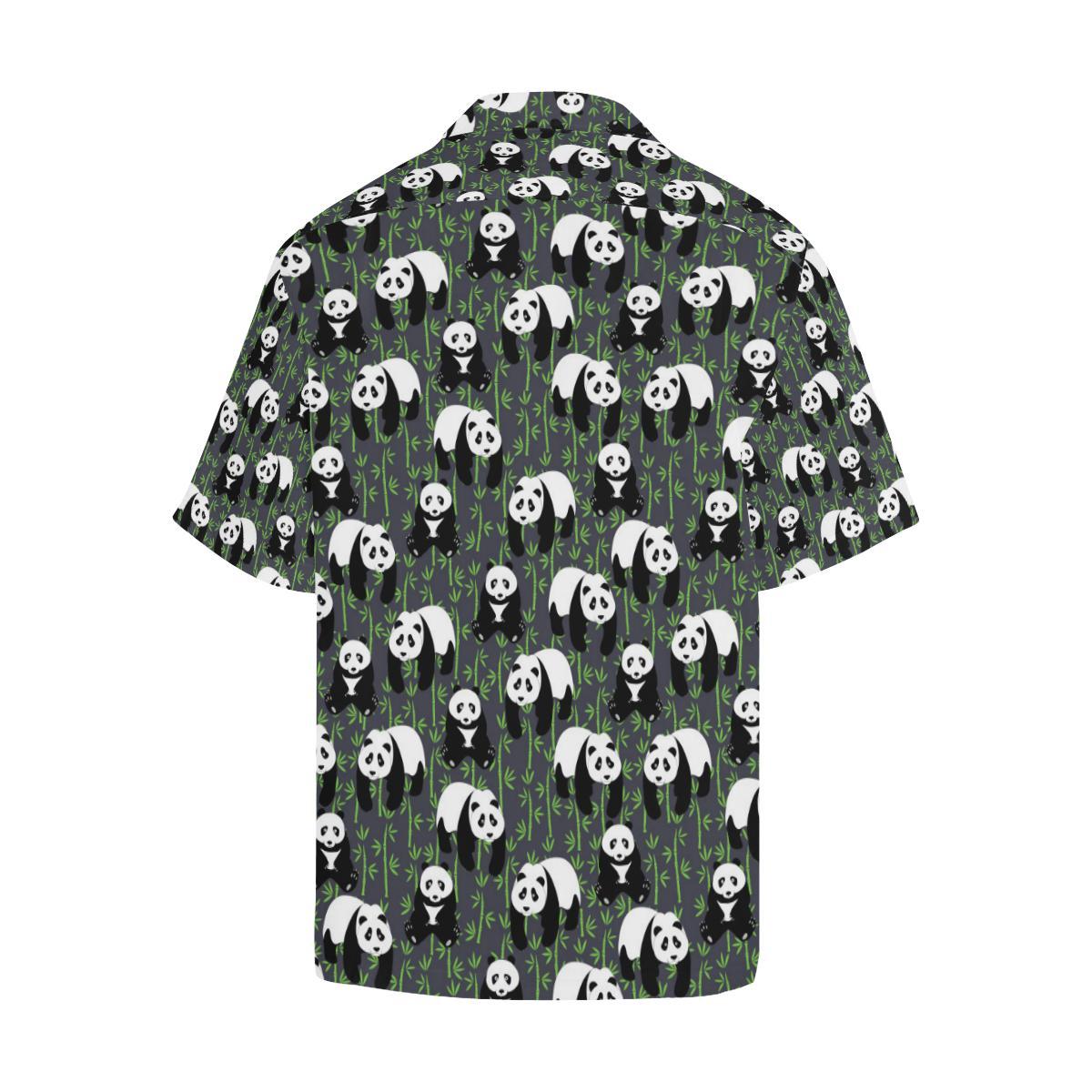 Panda Bear Bamboo Themed Print Men Aloha Hawaiian Shirt