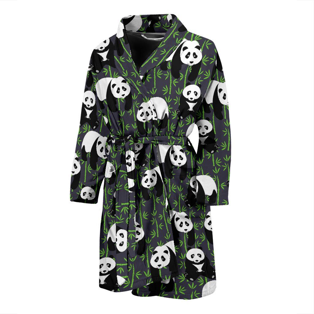 Panda Bear Bamboo Themed Print Men Bath Robe-JTAMIGO.COM