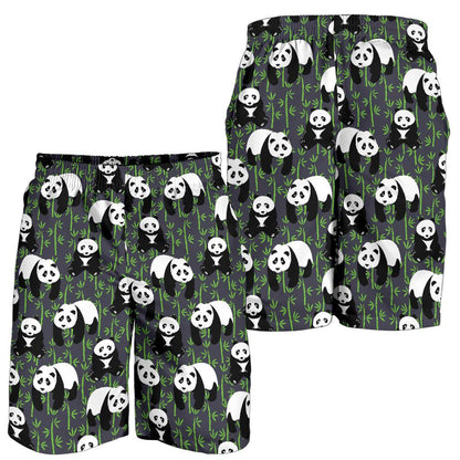 Panda Bear Bamboo Themed Print Mens Shorts-JTAMIGO.COM