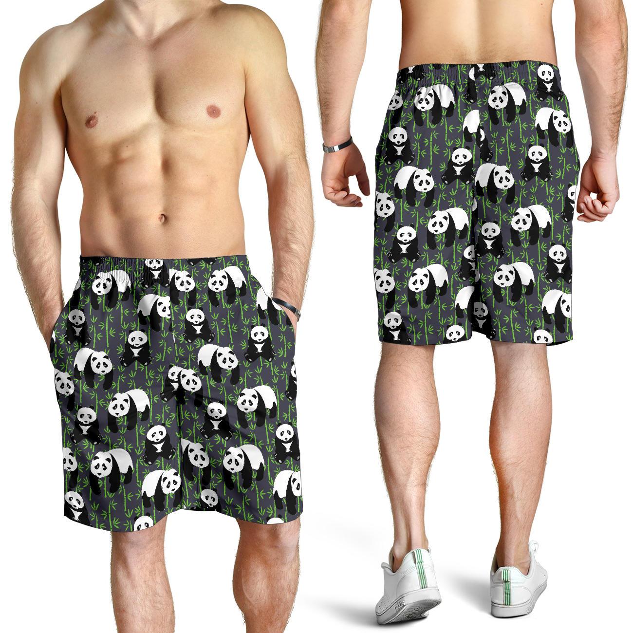 Panda Bear Bamboo Themed Print Mens Shorts-JTAMIGO.COM