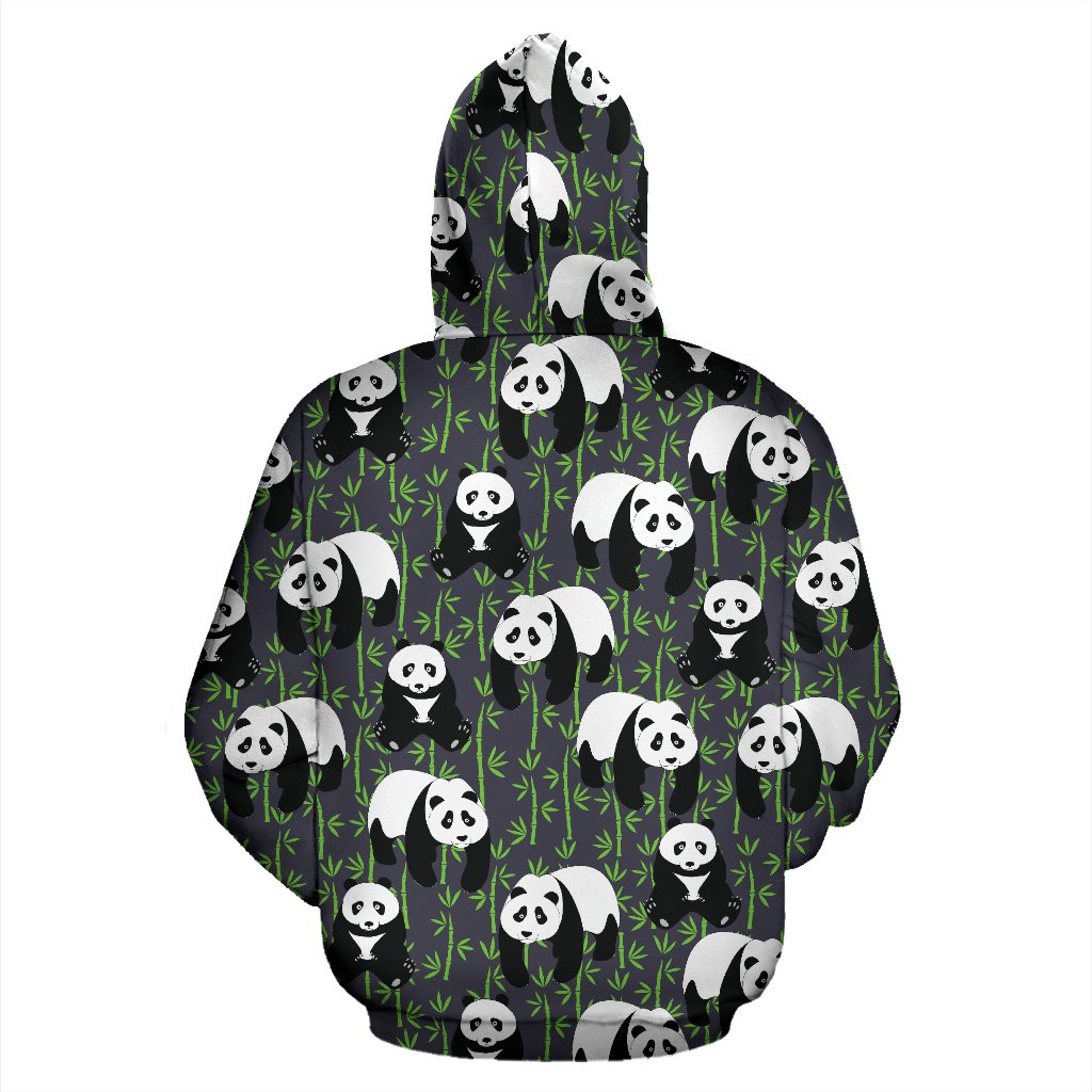 Panda Bear Bamboo Themed Print Pullover Hoodie