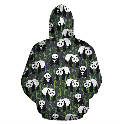 Panda Bear Bamboo Themed Print Pullover Hoodie