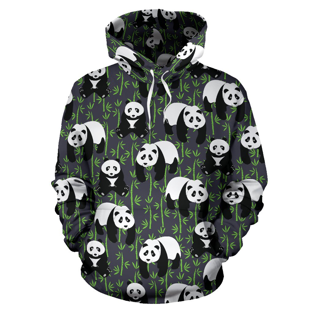 Panda Bear Bamboo Themed Print Pullover Hoodie