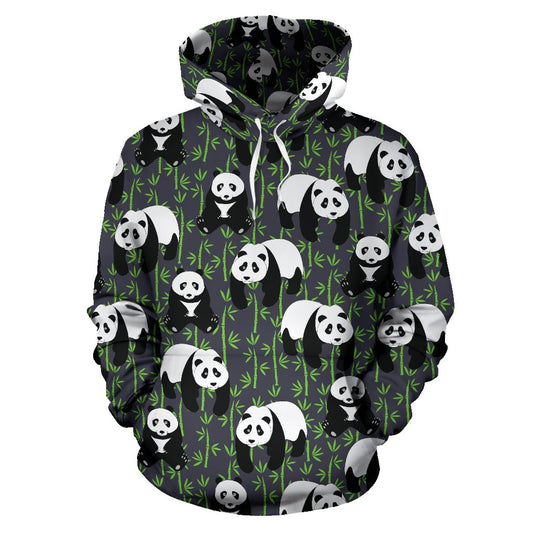 Panda Bear Bamboo Themed Print Pullover Hoodie