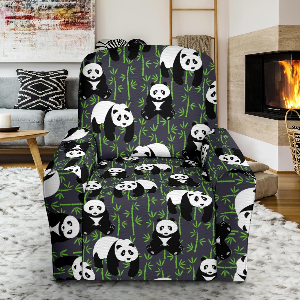 Panda Bear Bamboo Themed Print Single Sofa Slipcover -JTAMIGO.COM
