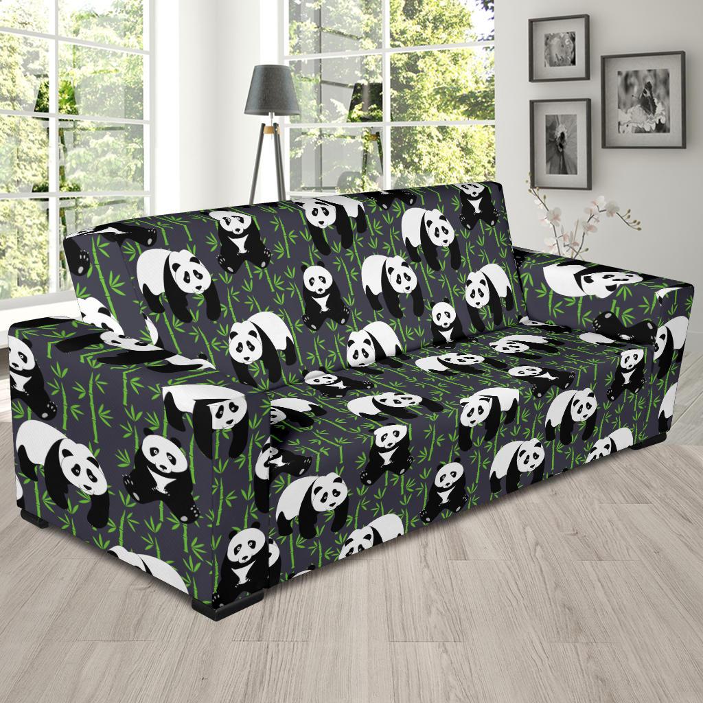 Panda Bear Bamboo Themed Print Sofa Slipcover-JTAMIGO.COM