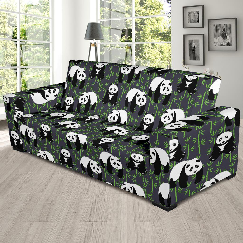 Panda Bear Bamboo Themed Print Sofa Slipcover-JTAMIGO.COM