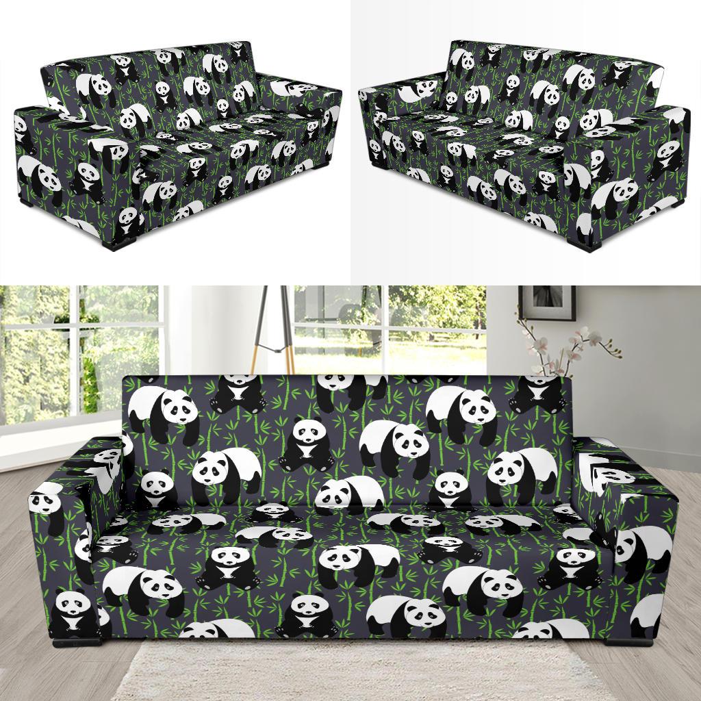 Panda Bear Bamboo Themed Print Sofa Slipcover-JTAMIGO.COM