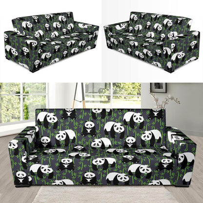 Panda Bear Bamboo Themed Print Sofa Slipcover-JTAMIGO.COM