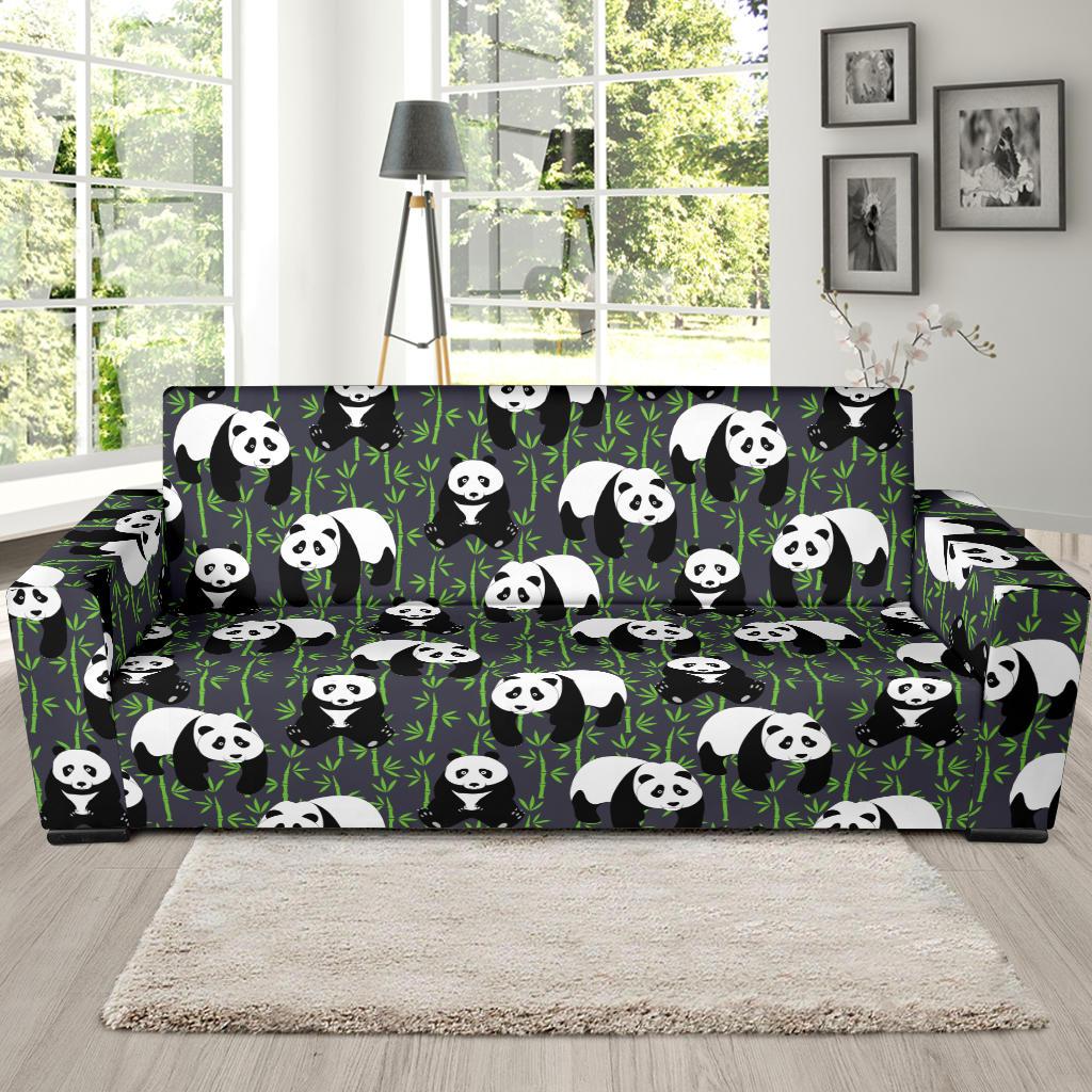 Panda Bear Bamboo Themed Print Sofa Slipcover-JTAMIGO.COM