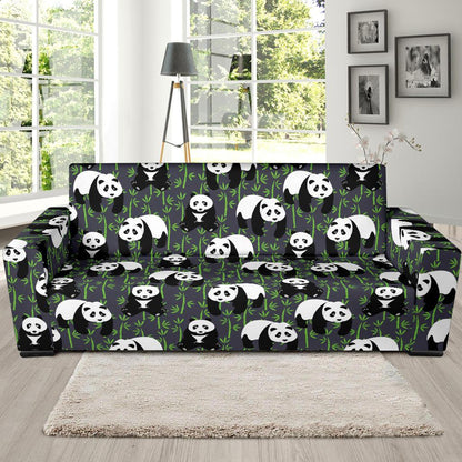 Panda Bear Bamboo Themed Print Sofa Slipcover-JTAMIGO.COM