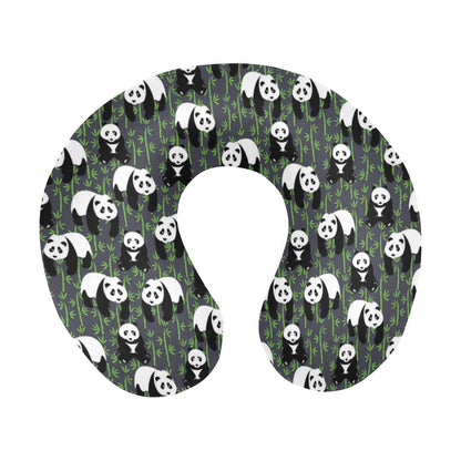 Panda Bear Bamboo Themed Print U-Shaped Travel Neck Pillow-JTAMIGO.COM
