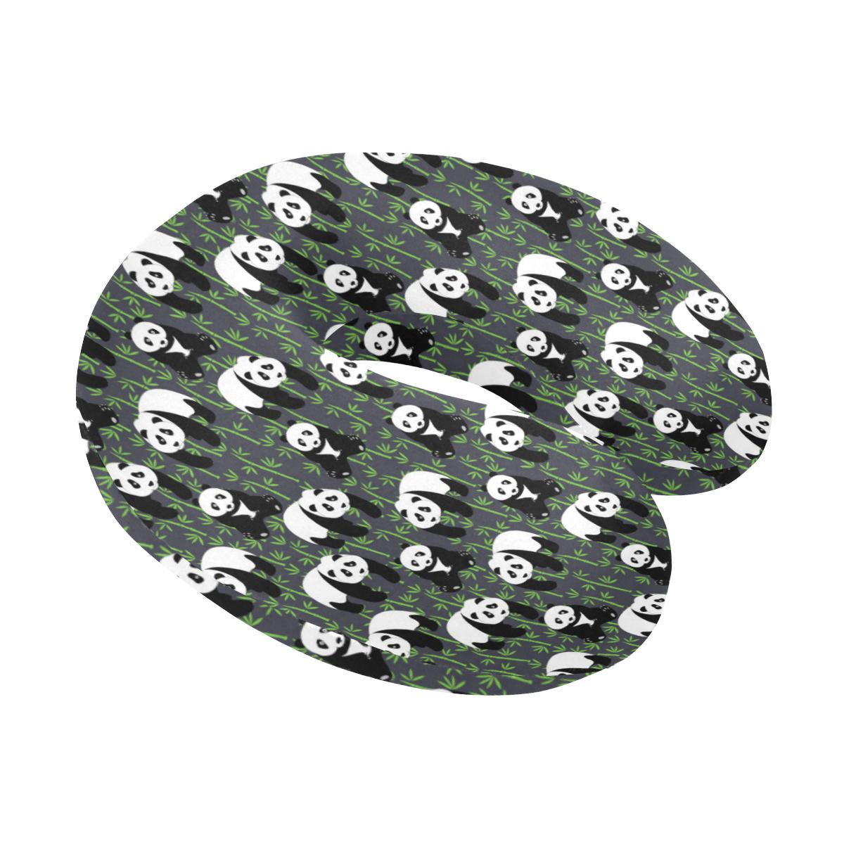 Panda Bear Bamboo Themed Print U-Shaped Travel Neck Pillow-JTAMIGO.COM