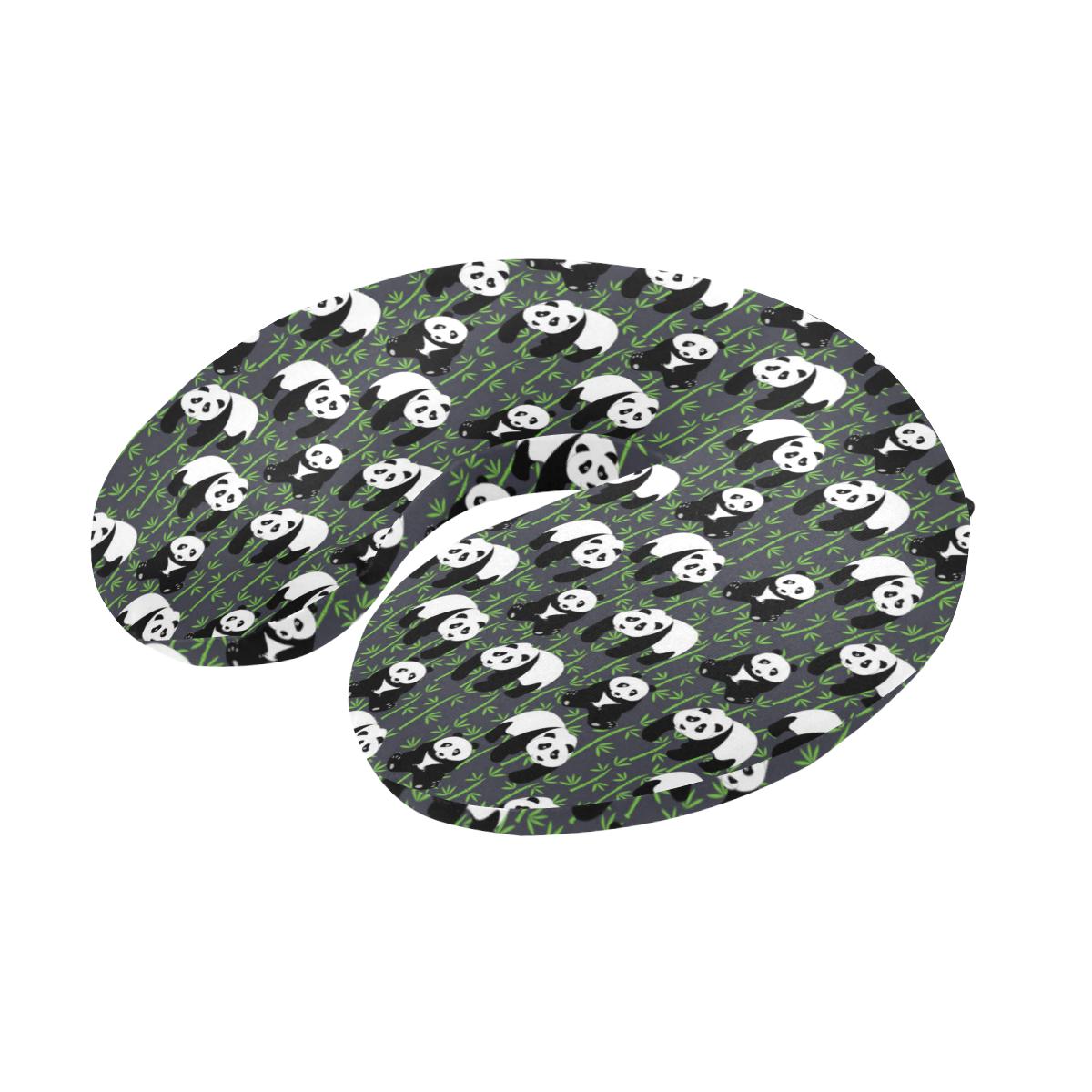 Panda Bear Bamboo Themed Print U-Shaped Travel Neck Pillow-JTAMIGO.COM