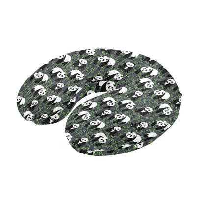 Panda Bear Bamboo Themed Print U-Shaped Travel Neck Pillow-JTAMIGO.COM