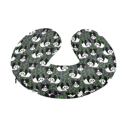 Panda Bear Bamboo Themed Print U-Shaped Travel Neck Pillow-JTAMIGO.COM