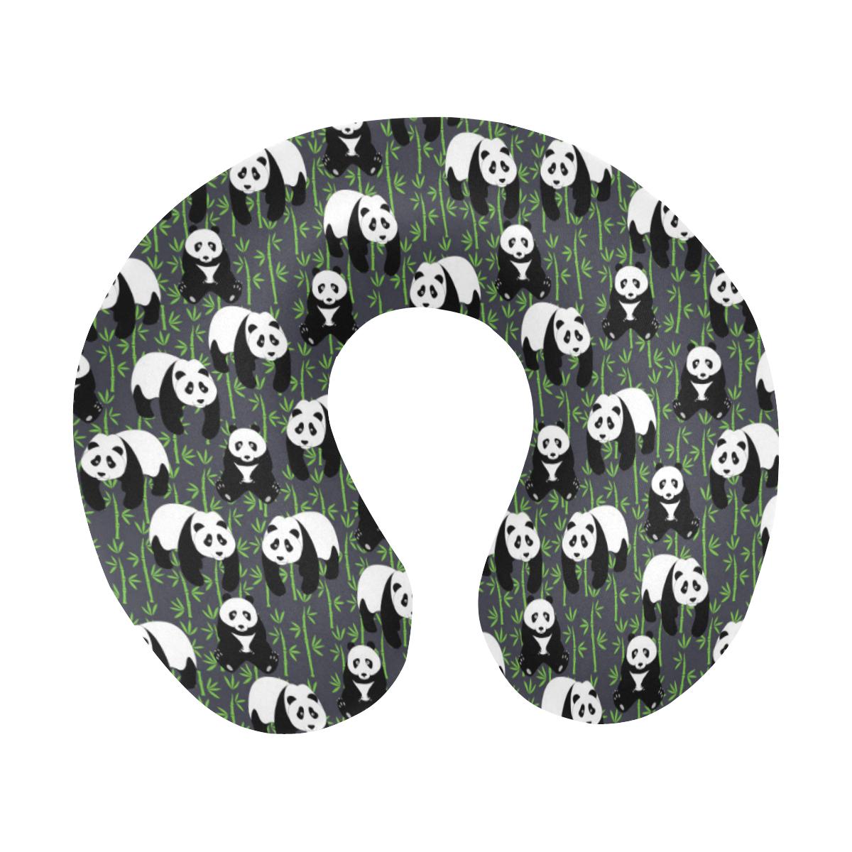 Panda Bear Bamboo Themed Print U-Shaped Travel Neck Pillow-JTAMIGO.COM