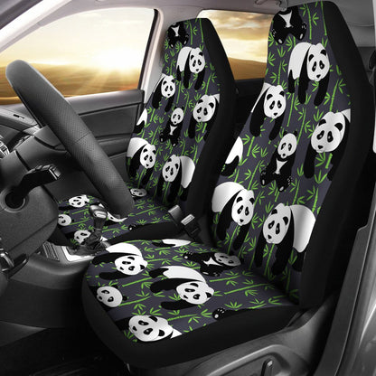 Panda Bear Bamboo Themed Print Universal Fit Car Seat Covers