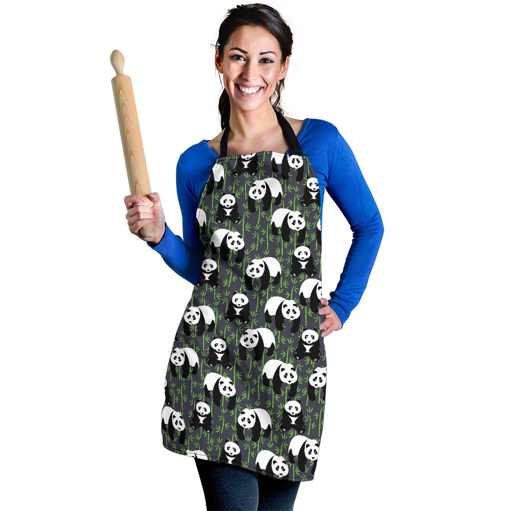 Panda Bear Bamboo Themed Print Women Apron