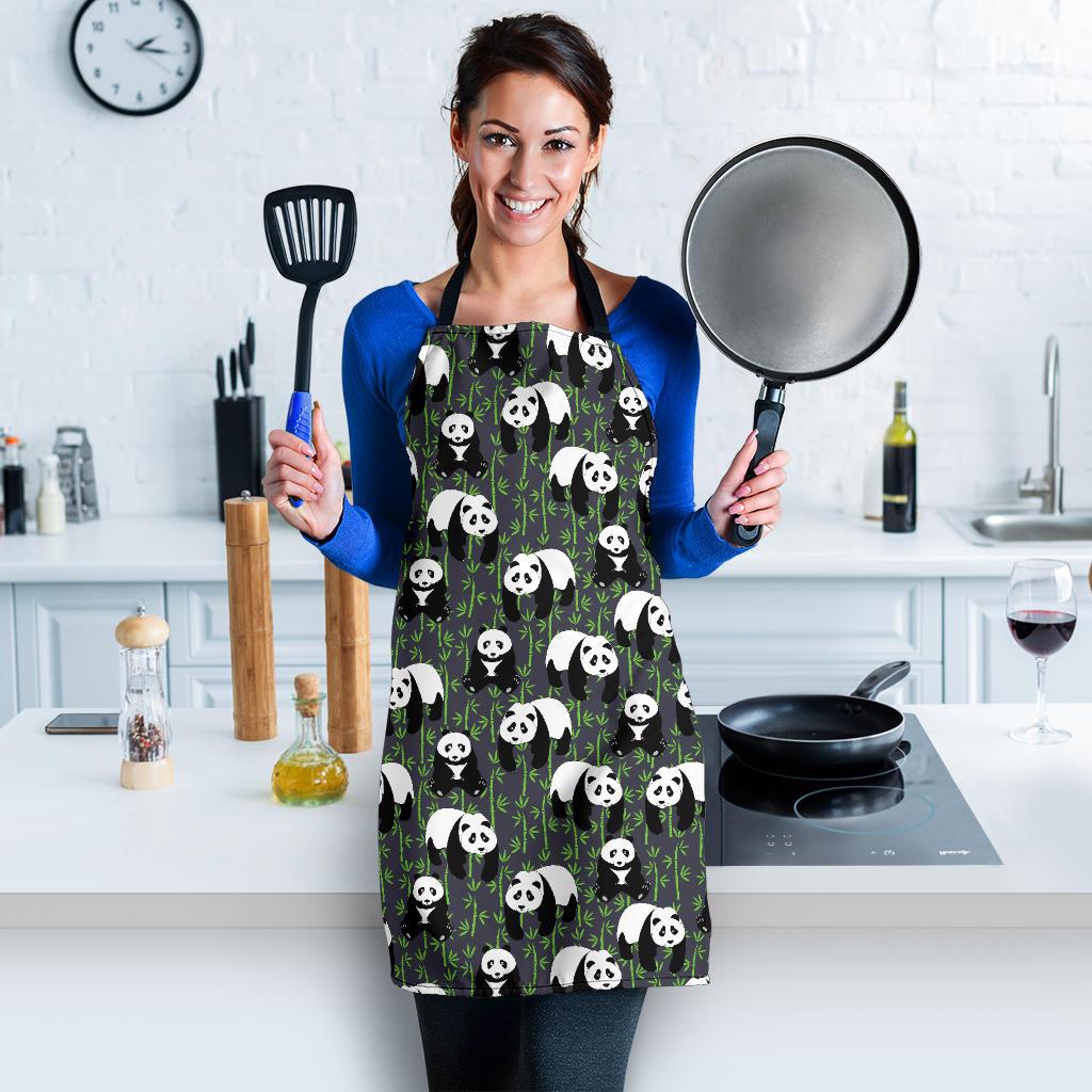 Panda Bear Bamboo Themed Print Women Apron
