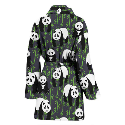 Panda Bear Bamboo Themed Print Women Bath Robe-JTAMIGO.COM