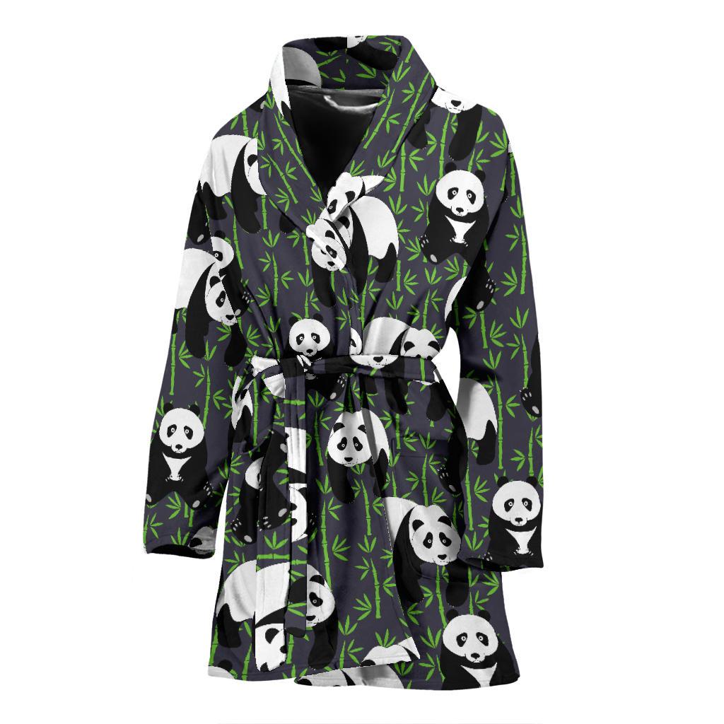 Panda Bear Bamboo Themed Print Women Bath Robe-JTAMIGO.COM