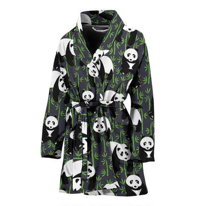 Panda Bear Bamboo Themed Print Women Bath Robe-JTAMIGO.COM