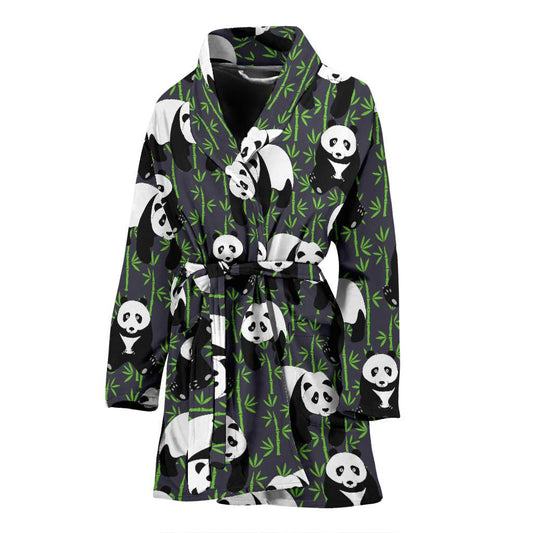 Panda Bear Bamboo Themed Print Women Bath Robe-JTAMIGO.COM