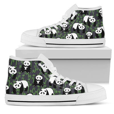 Panda Bear Bamboo Themed Print Women High Top Shoes