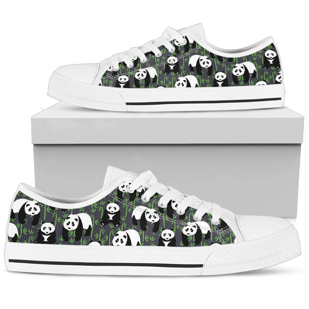 Panda Bear Bamboo Themed Print Women Low Top Shoes-JTAMIGO.COM