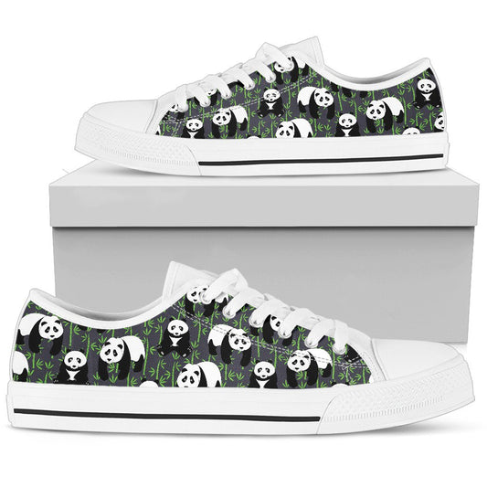 Panda Bear Bamboo Themed Print Women Low Top Shoes-JTAMIGO.COM